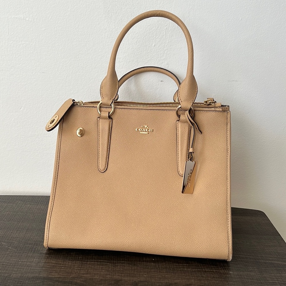 Coach Crosby Crossgrain Leather Carryall (Nude) Purse